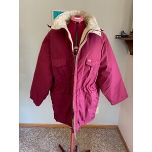 kent Swingster coat hood maroon burgundy wine